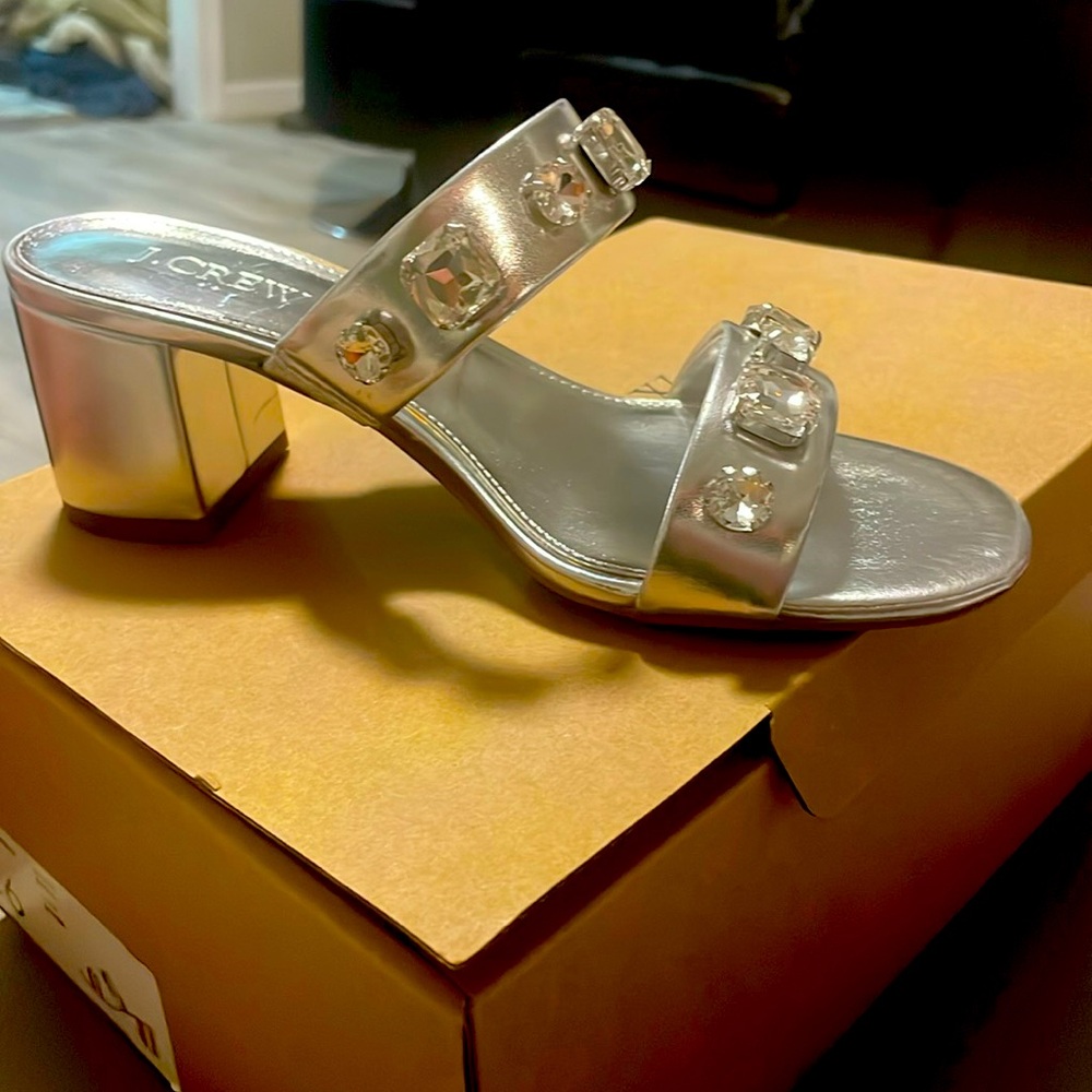 J. Crew - Jewel & Silver Mules Elegant Design